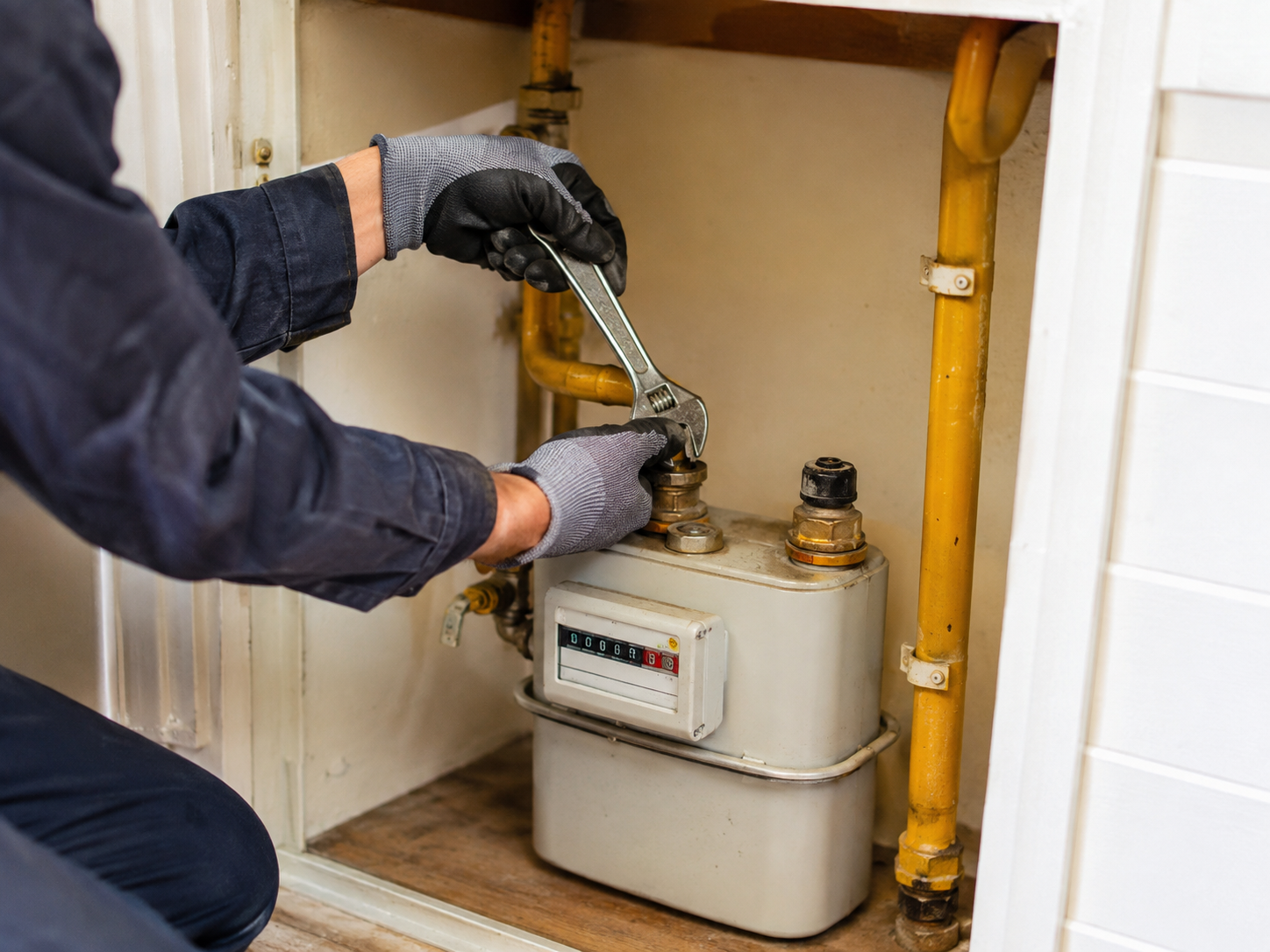Ilie Postu carrying out gas work in Northampton